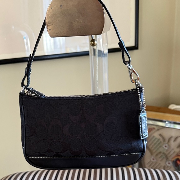 Vintage Y2K Coach signature demi pouch 6094  black with nickel - Picture 4 of 13